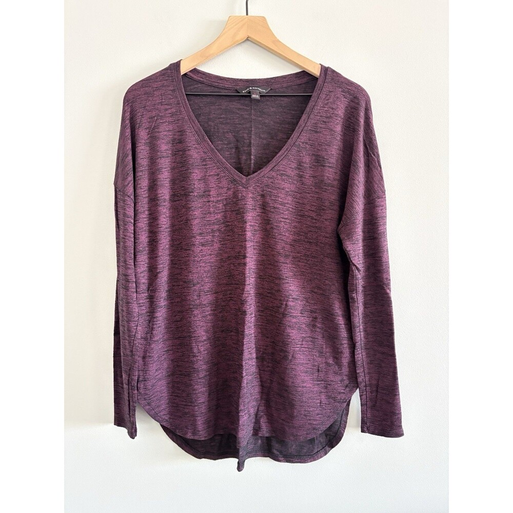 Rock & Republic Tunic Sweater Womens Size Large Neck Purple Black Stretch